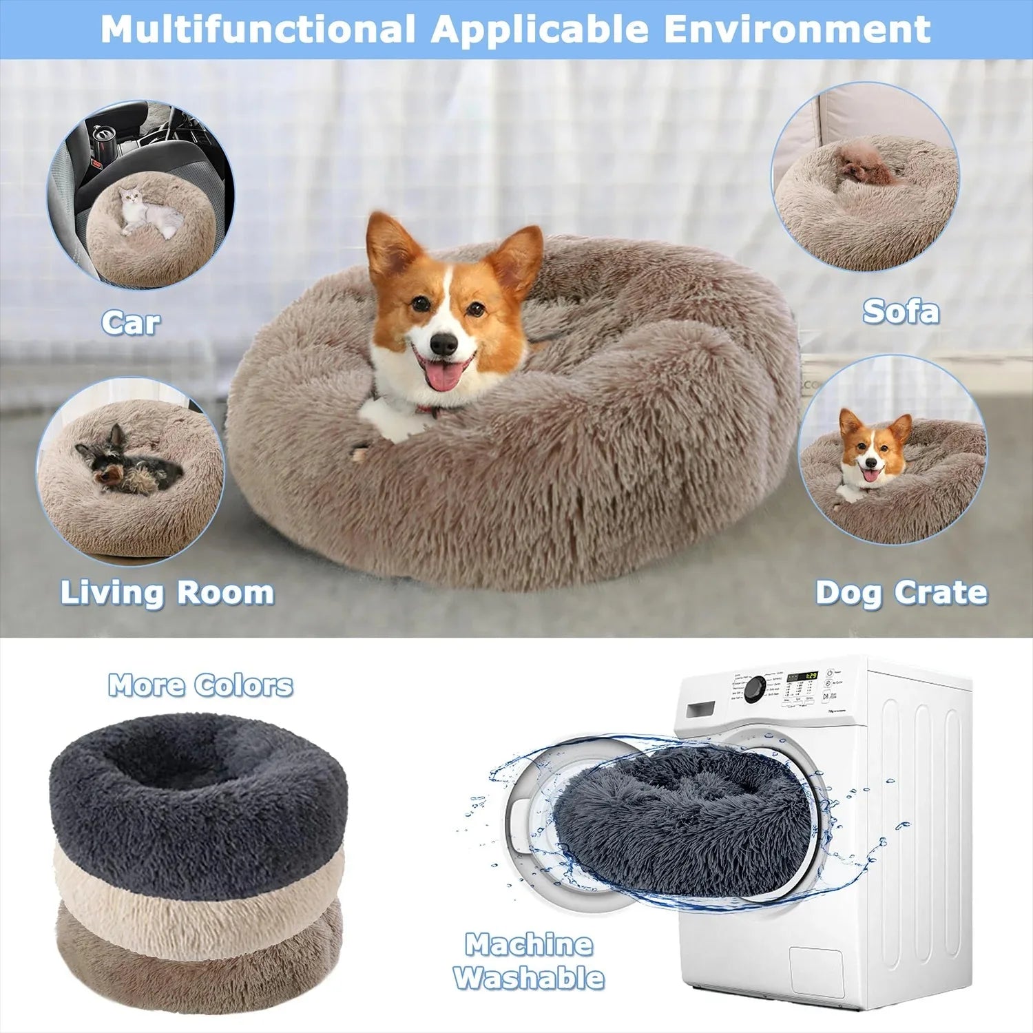 Round Plush Dog Bed